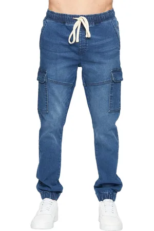 Crosshatch Mens Malimore Cuffed Ankle Cargo Jeans (Stone Wash) - - Size 32R