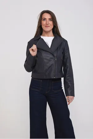 Elle Womens Leather Biker Jacket in - Size 16 UK