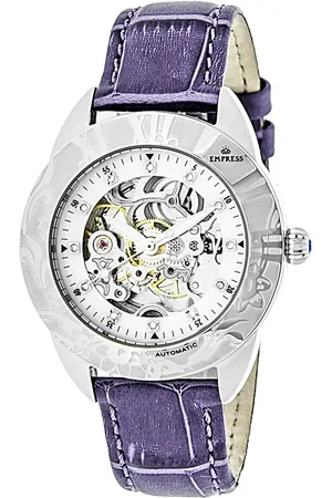 Empress Womens Godiva Automatic MOP Leather-Band Watch - Stainless Steel - One Size