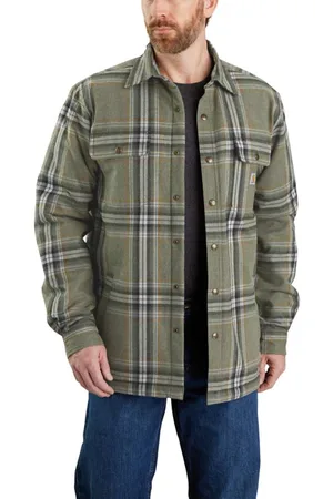 Carhartt Mens Flannel Sherpa Lined Relaxed Fit Shirt Jacket - - Size 2XL