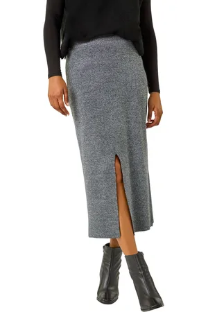 Roman Womens Front Split Knitted Midi Skirt - - Size 16 UK