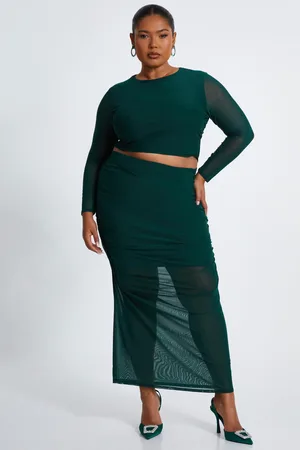 Quiz Womens Curve Bottle Mesh Crop Top - Size 20 UK