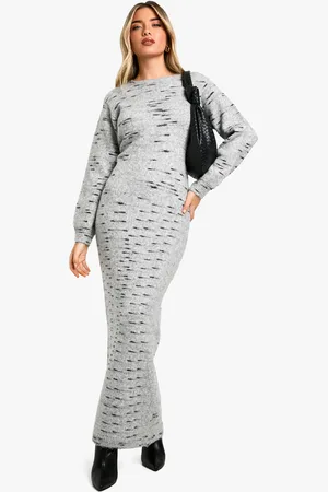 Boohoo Womens Soft Knit Marl Knitted Maxi Dress - - Size Large