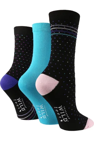 Wild Feet Womens Wild Feet - 3 Pack Ladies Breathable Patterned Bamboo Socks - H&T - - Size UK 4-6.5