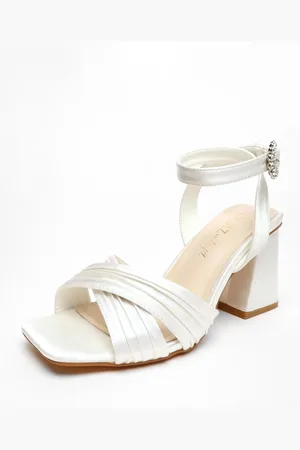 Quiz Womens Bridal Wide Fit Satin Block Heel Sandals - Size UK 5