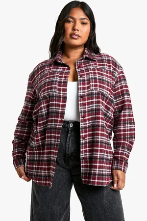 Boohoo Womens PLUS CHECKED OVERSIZED SHIRT - - Size 16 UK