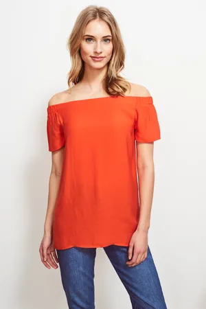 Sosandar Womens California Sunset Longline Bardot Top - Viscose - Size 10 UK