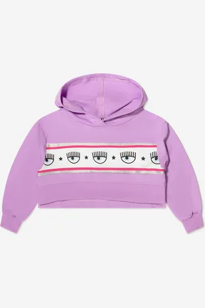 Chiara Ferragni Girls Cropped Logo Hoodie - - Size 8Y