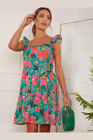 Chi Chi London Womens Ruffle Sleeve Floral Mini Dress in - Size 8 UK