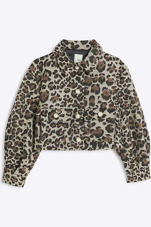 River Island Girls Jacket Leopard Print - Size 11-12Y