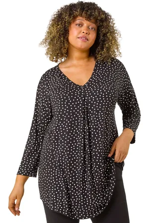 Roman Womens Curve V-Neck Spot Print Tunic - - Size 18 UK