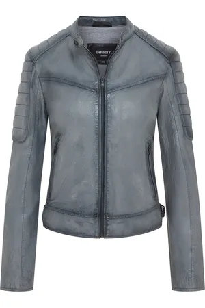 Infinity Womens Retro Quilted Biker Jacket - Horten Lamb Leather - Size 4XL
