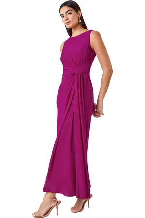 Ariella Womens Drape Twist Stretch Ruched Maxi Dress - Silk - Size 10 UK