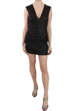 John Richmond WoMens Leather Studded Mini Shift Dress material_leather1 - Size IT 42 (Womens)