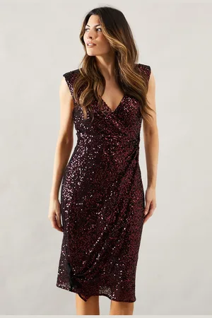 wallis Womens Occasion Sequin Twist Sleeveless Pencil Dress - - Size 16 UK