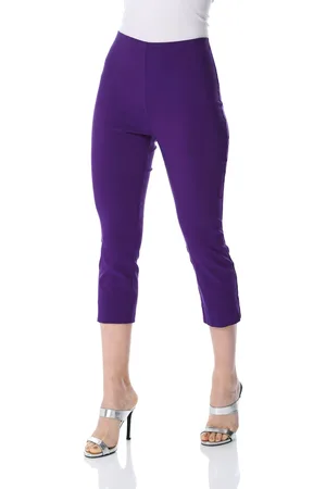 Roman Womens Gingham Elastic Waist Stretch Cropped Trouser - - Size 10 UK