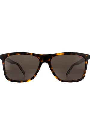 HUGO BOSS Hugo Boss Mens Classic by Rectangle Havana Crystal Sunglasses - , Size: 56x16x145mm - Size 56x16x145mm