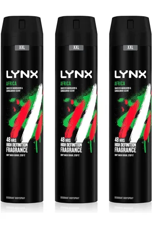 Lynx Mens XXL Africa 48-Hour High Definition Fragrance Body Spray Deodorant, 3x250ml - - One Size