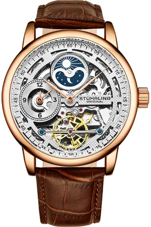 Stuhrling Mens Gold and Brown Automatic 42mm - One Size