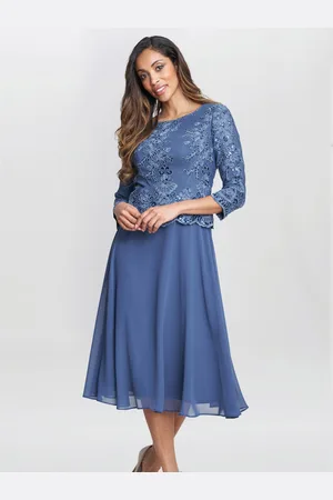 Gina Bacconi Womens Priscilla Embroidered Midi Dress - - Size 16 UK