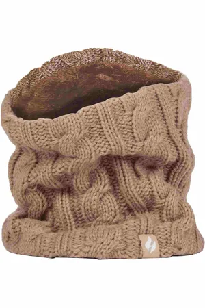 Heat Holders Womens Ladies Cable Knit Winter Fleece Lined Thermal Neck Warmer - - One Size