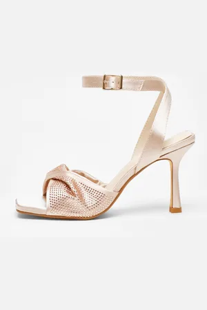 Quiz Womens Satin Diamante Twist Heeled Sandal - Size UK 2