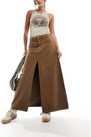 Free People Womens a-line cord midaxi skirt in chocolate- - Size 8 UK