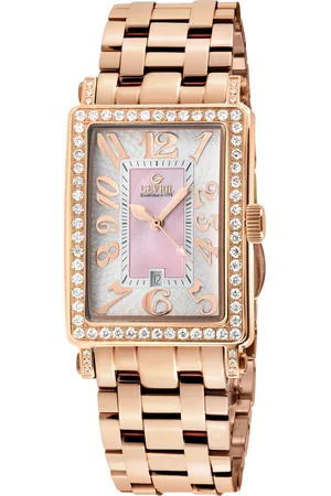Gevril Ave of Americas Mini WoMens Swiss Quartz Diamond Case, Pink MOP Dial Watch - - One Size