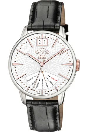 GV2 by Gevril Rovescio Mens Stainless Steel Case Genuine Leather Strap Watch - - One Size