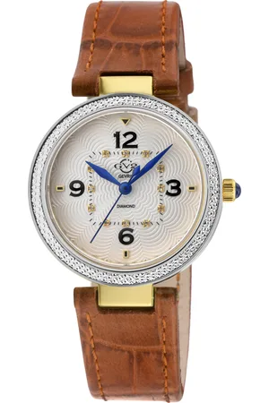 Gevril GV2 WoMens Piemonte Swiss Quartz White dial, Diamond Watch, Genuine Handmade Italian Leather - One Size