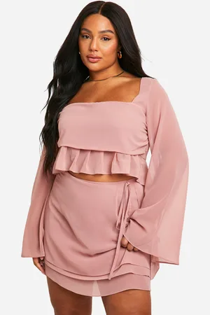 Boohoo Womens Plus Chiffon Ruffle Hem Skirt - - Size 16 UK