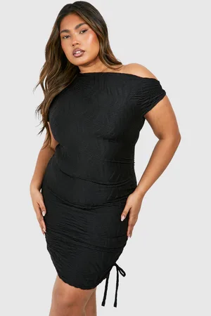 Boohoo Womens Plus Slash Neck Textured Rib Mini Dress - - Size 26 UK