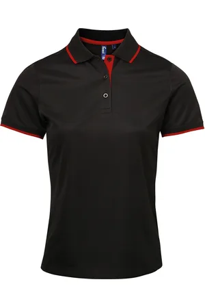 Premier Womens/Ladies Contrast Coolchecker Polo Shirt ( /Red) - Size 2XL