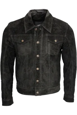 Infinity Mens Trucker Goat Suede Shirt Jacket - - Size Medium