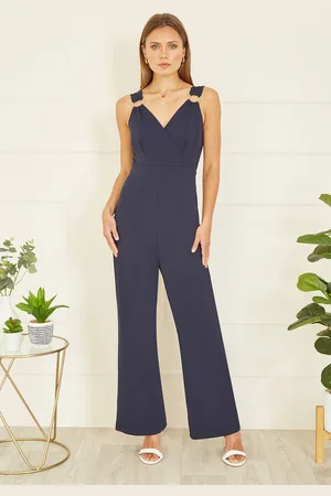 Mela Womens Stretch Jumpsuit with Buckle Details - Size 16 UK