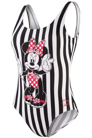 Speedo Black/White Minnie Mouse Womens Placement U Back Swimwear - - Size 10 UK