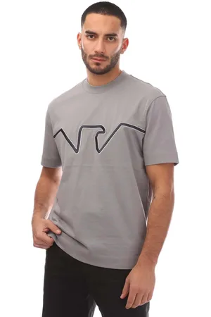 Emporio Armani Mens Raised Logo Embroidered T-Shirt in Cotton - Size Large