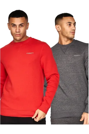 Crosshatch Mens Traymax Crew Neck Sweatshirt (Pack of 2) ( /Charcoal) - Size 2XL