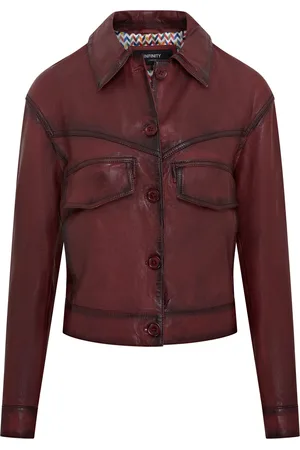 Infinity Womens Retro Biker Jacket - Kopervik Lamb Leather - Size 3XL