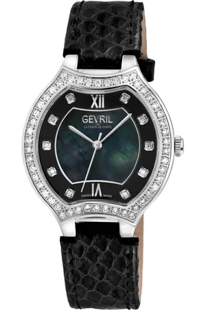Gevril WoMens Lugano Swiss Diamond MOP Dial Genuine Italian Handmade Leather Watch - One Size