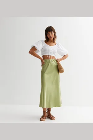 Gini London Womens Satin Bias Cut Midi Skirt - - Size 14 UK