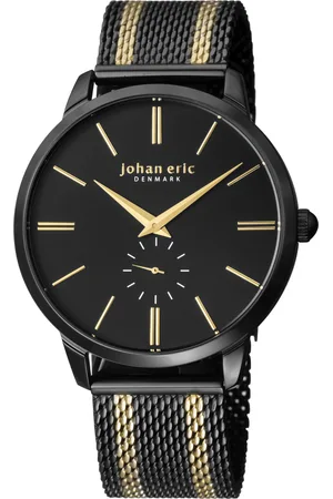 Johan Eric Mens Kolding Watch W/ Mesh Strap, Black/Yellow Golden - Stainless Steel - One Size