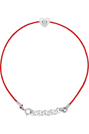 Diadema Womens - Bracelet - Red Nylon - Heart - Real Diamond - - One Size