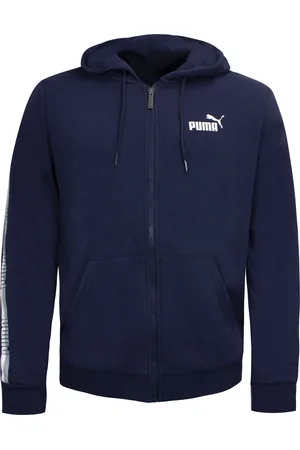 PUMA Long Sleeve Zip Up Blue Mens Hooded Track Jacket 853356 06 Cotton - Size Small
