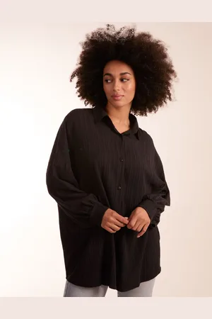 Blue Vanilla Womens Crinkle Oversized Shirt - - One Size