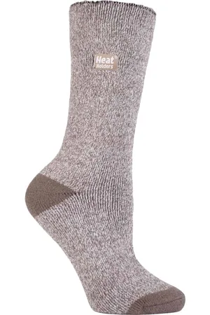 Heat Holders Womens Lite - Ladies Thin Winter Thermal Socks in Plain Colours - / Cream Nylon - Size UK 4-8