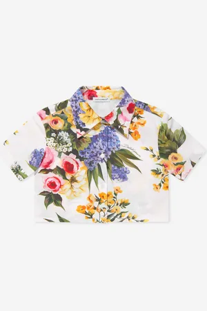 Dolce & Gabbana Girls Flower Print Cropped Shirt in - Size 10Y