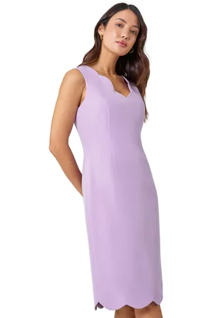 Roman Womens Scallop Edge Plain Bodycon Shift Dress - - Size 12 UK