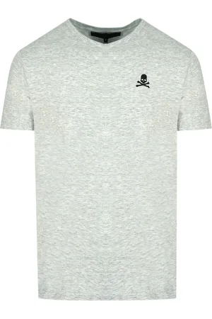 Philipp Plein Mens Skull And Crossbones Logo V-Neck T-Shirt Cotton - Size 2XL