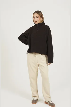 Brave Soul Womens Quarter Zip Sherpa Fleece Sweatshirt - Size X-Large